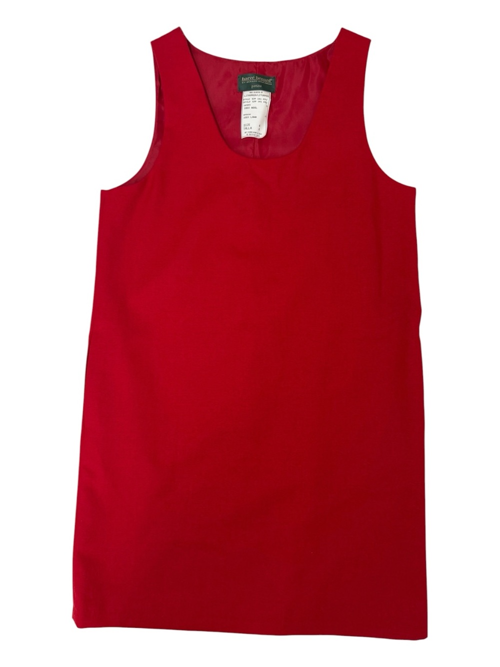 Harve Benard 100% Wool Sheath Dress Red Sleeveless Petite 4P Pockets